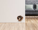 3D Mouse Hole Wall Sticker - Realistic Mouse Peeking from Mousehole Decal for Whimsical Room Decor