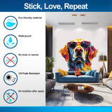 Golden Retriever with Sunglasses Wall Decal - Expressive Watercolor Dog Sticker for Vibrant Room Decor