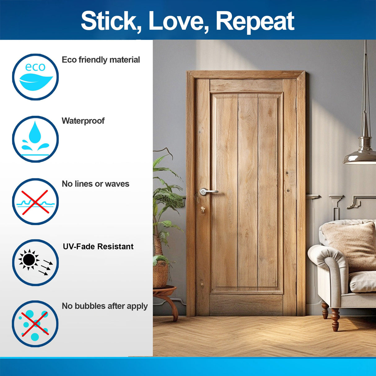 Rustic Brown Wood Barn Door Wallpaper Sticker - DIY Peel and Stick Wooden Door Cover Decal
