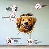 3D Cute Puppy Wall Sticker - Nursery Room Decor with Broken Dog Illusion Effect
