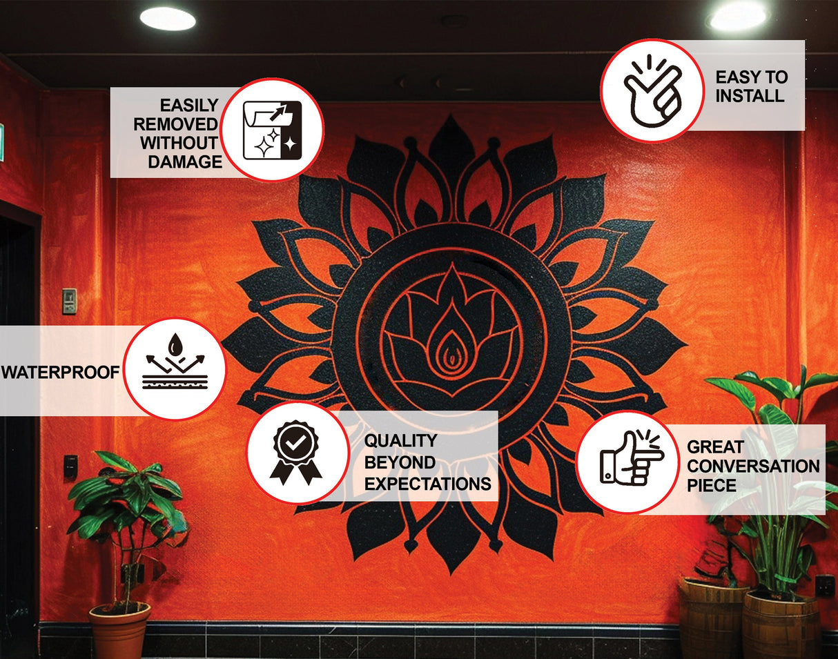 Large Boho Mandala Wall Art Sticker - Vibrant Mandala Vinyl Decal for Home