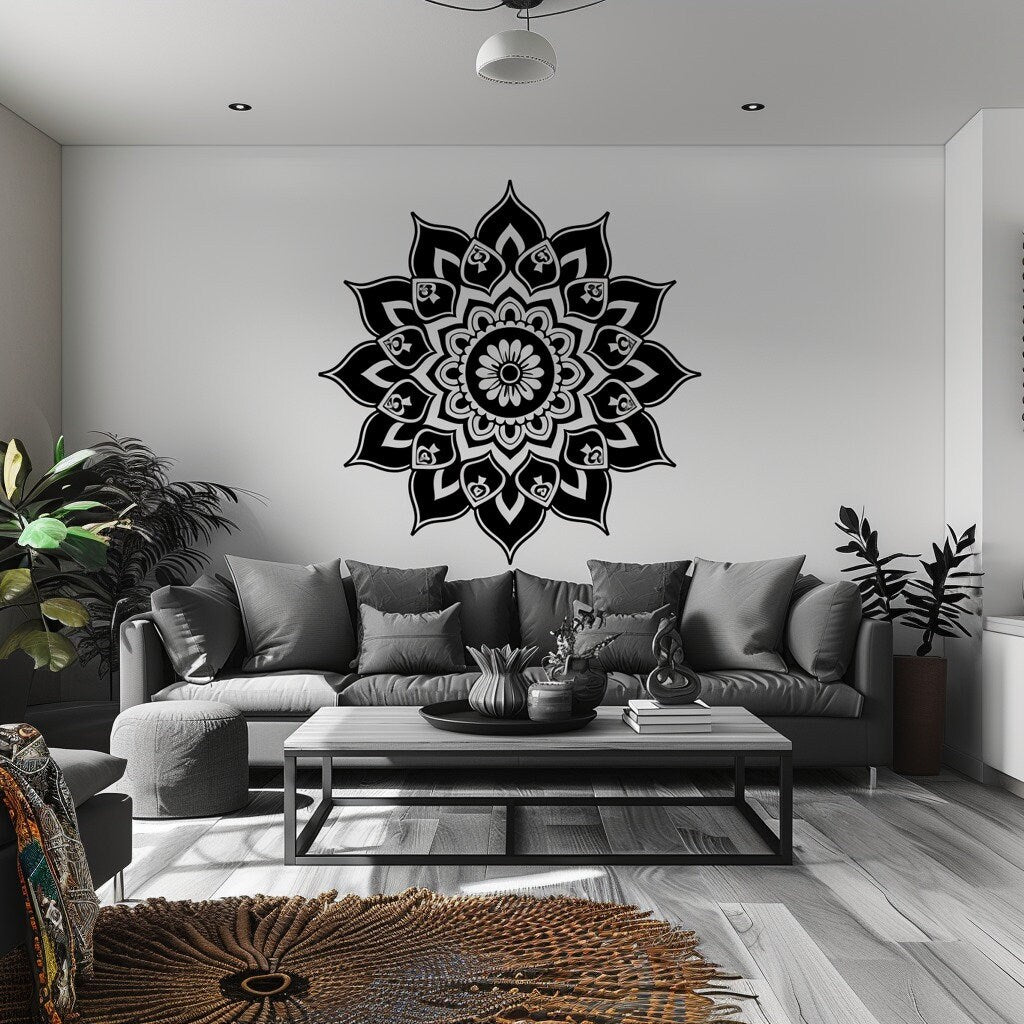 Sacred Geometry Mandala Wall Art Decal - Meditation Wall Sticker Perfect for Yoga Rooms