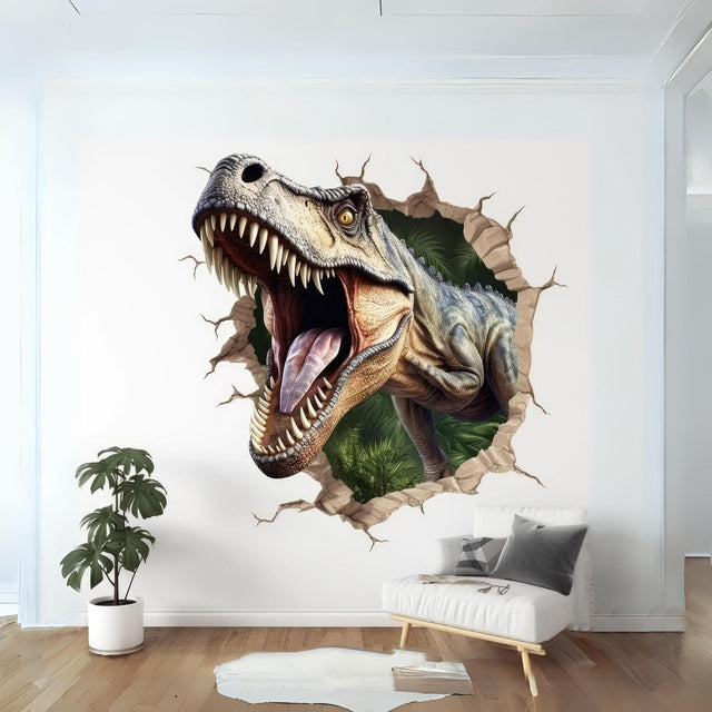 3D Dinosaurs Art Wall Sticker - Vinyl Decal Decor with Dynamic Broken Illusion Effect - Decords