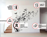 Elegant Flowers Wall Decals - Nature Vinyl Stickers Set for Living Room