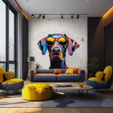 Great Dane with Sunglasses Wall Decal - Vibrant Watercolor Dog Sticker for Dynamic Room Decor