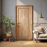 Rustikaalne pruun puidust aidaukse tapeedikleebis – meisterdage puidust uksekatte kleebis.