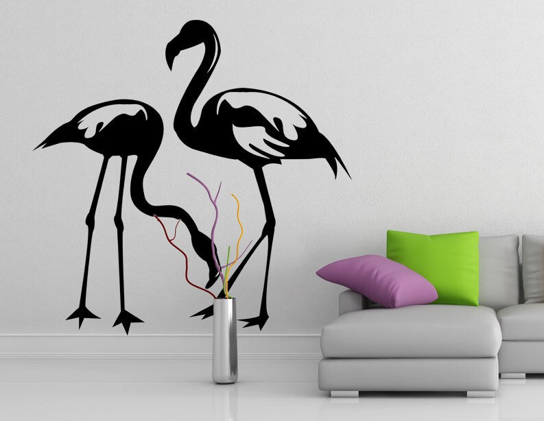 Flamingo Decal Pink Sticker - Tropical Art Cute Wall Decor Vinyl Stickers