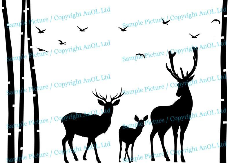 Deer Wildlife Wall Vinyl Sticker - Baby Kit Antler Hunting Decor Hunter Art Animal Decal