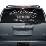 Just Married Car Vinyl Wedding Sticker - Custom Name Day Window Glass Personalized Vehicle Decal - Decords