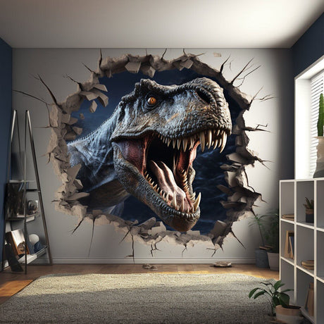 Jurassic Illusion: 3D Dinosaur Wall Sticker - Decords