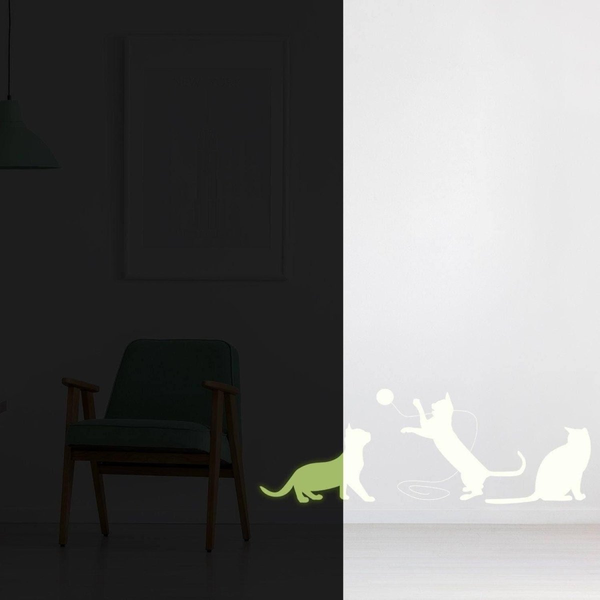 Luminescent Feline Wall Decal - Transform Your Space with Enchanting Glow - Decords