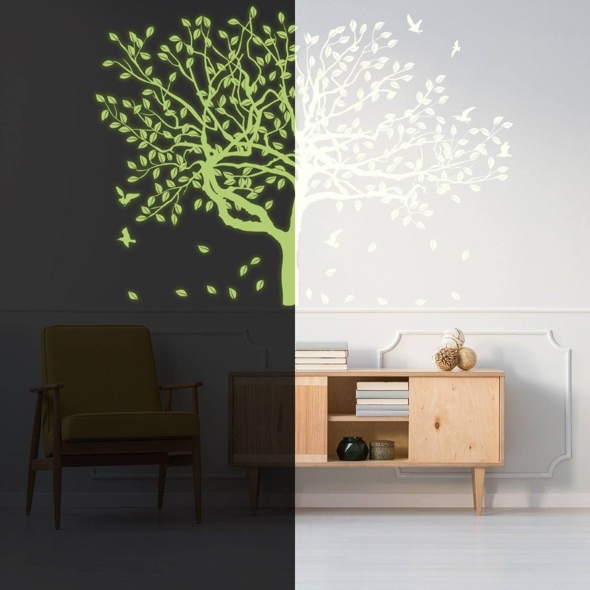 Luminescent Forest Glow-In-The-Dark Wall Decal - Transform any room with enchanting afterglow! - Decords